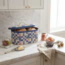 Maria Roma Blue Checkers Metal Bread Box, 7 L