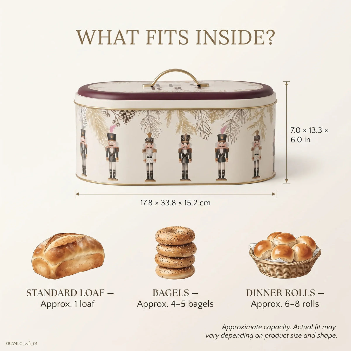 Maria Roma Feel Moods Happy Metal Bread Box, 7 L
