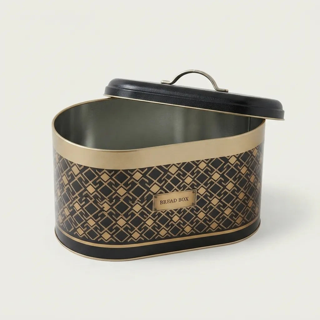 Maria Roma Art Deco Metal Bread Box, 10.4 L