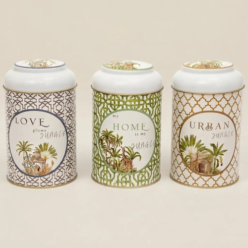 Maria Roma Forrest Round Metal Storage Tin Set of 3