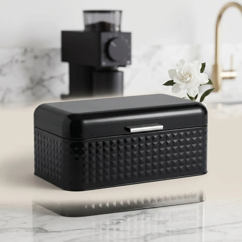 Maria Roma Black Prism Metal Bread Box, 11.8 L