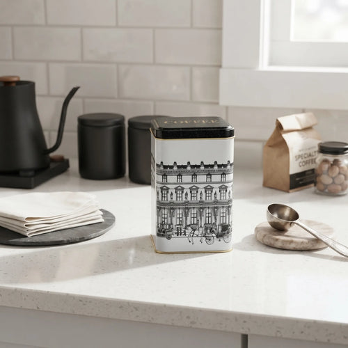 Maria Roma City Square Metal Coffee Storage Tin, 1.7 L