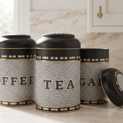 Maria Roma Mosaic Round Metal Storage Tin Set of 3