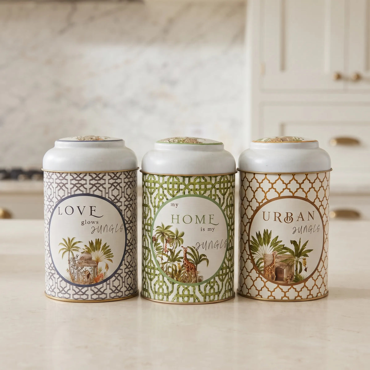 Maria Roma Forrest Round Metal Storage Tin Set of 3