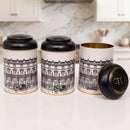 Maria Roma City Round Metal Storage Tin Set of 3, 10.5 × 10.5 × 15 cm
