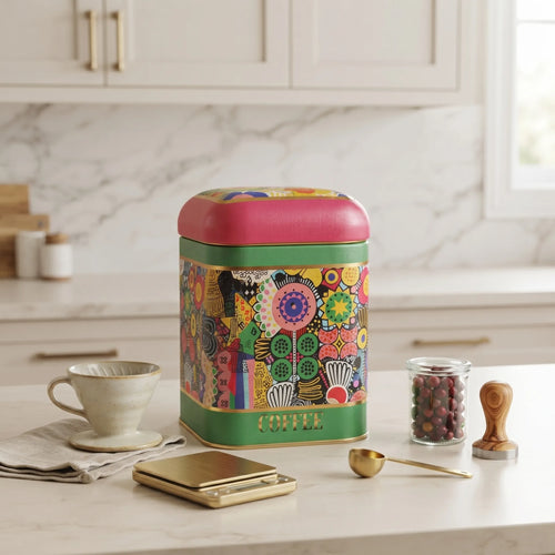 Maria Roma Sunflower Square Metal Coffee Storage Tin, 1.4 L