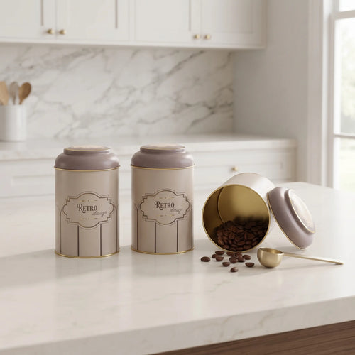 Maria Roma Retro Round Metal Storage Tin Set of 3