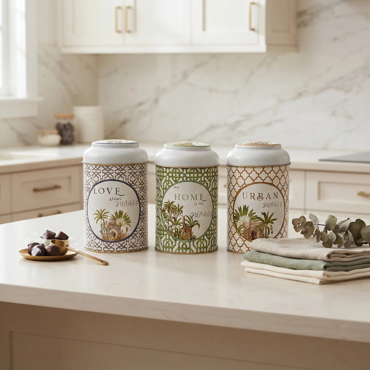 Maria Roma Forrest Round Metal Storage Tin Set of 3