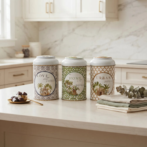 Maria Roma Forrest Round Metal Storage Tin Set of 3