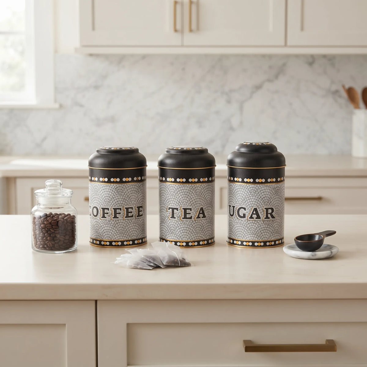 Maria Roma Mosaic Round Metal Storage Tin Set of 3