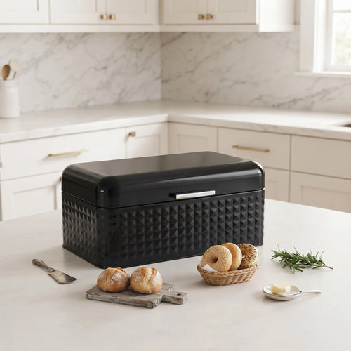 Maria Roma Black Prism Metal Bread Box, 11.8 L