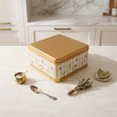 Maria Roma Bird Cage Gold Square Metal Storage Tin, 3.7 L