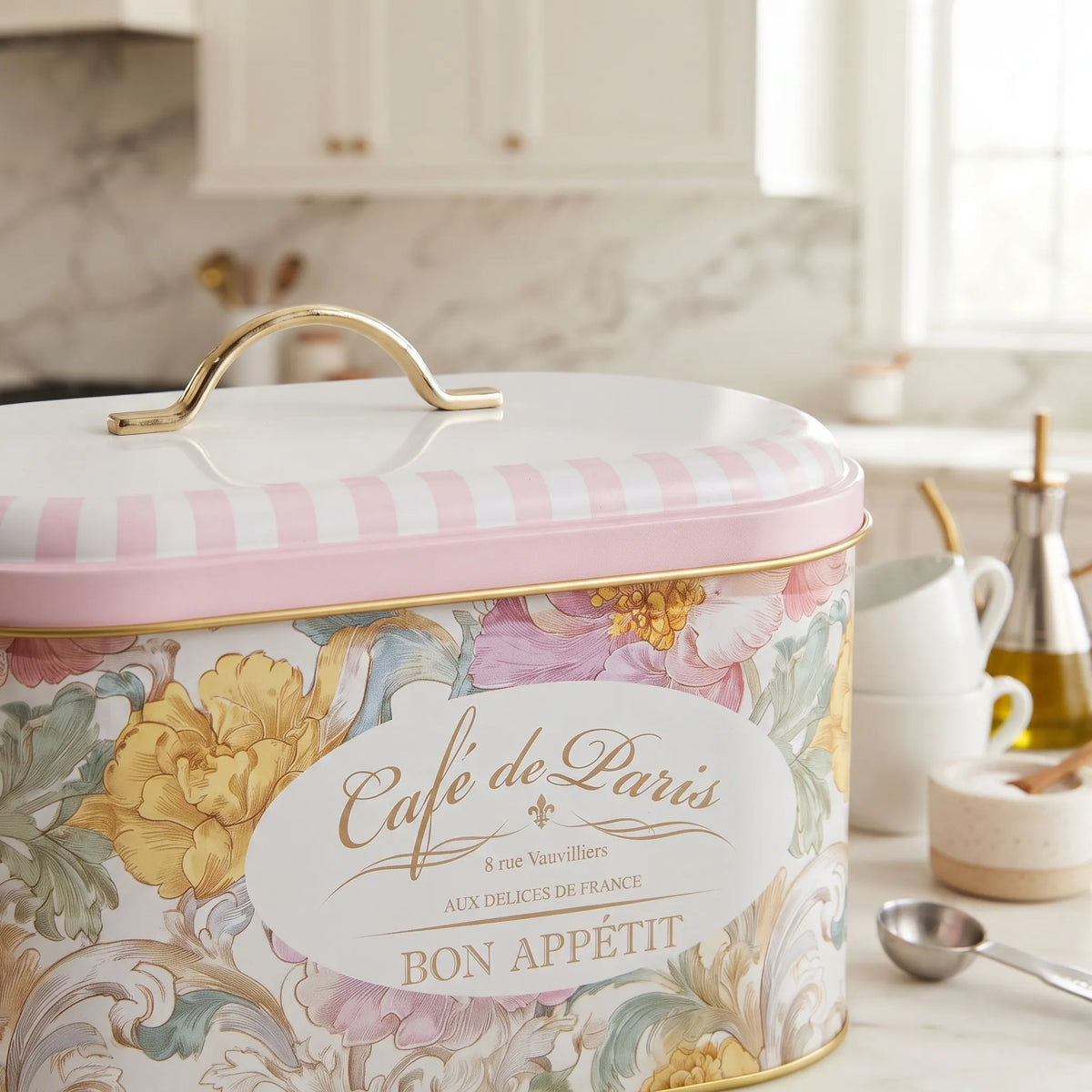 Maria Roma Decorative Metal Storage Tin, 5.5 L