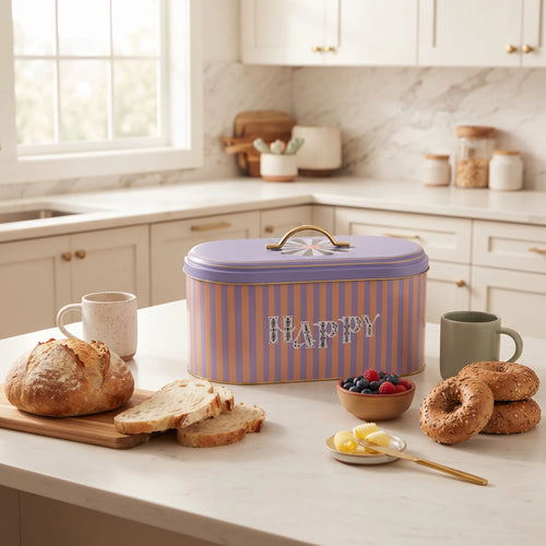 Maria Roma Golden March Metal Bread Box, 7 L
