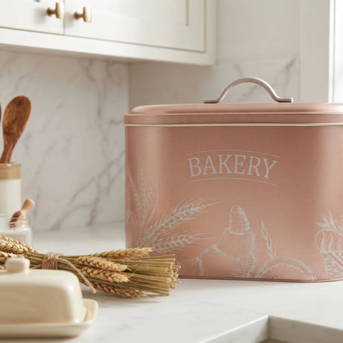 Maria Roma Bakery Rose Gold Metal Bread Box, 10.4 L