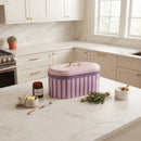 Maria Roma Pink Checkers Metal Bread Box, 7 L, 17.8 × 33.8 × 15.2 cm
