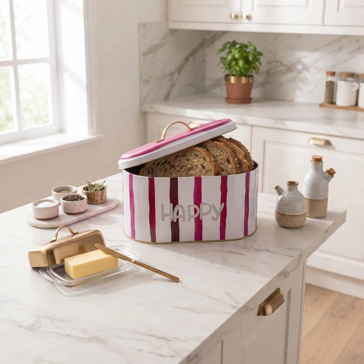 Maria Roma Aura Happy Metal Bread Box, 7 L