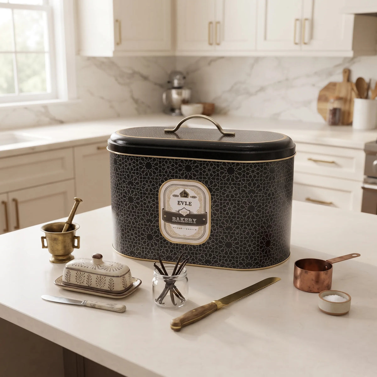 Maria Roma Trellis Bakery Metal Bread Box, 10.4 L