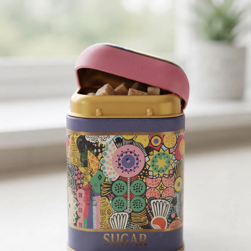 Maria Roma Sunflower Square Metal Sugar Storage Tin, 1.4 L