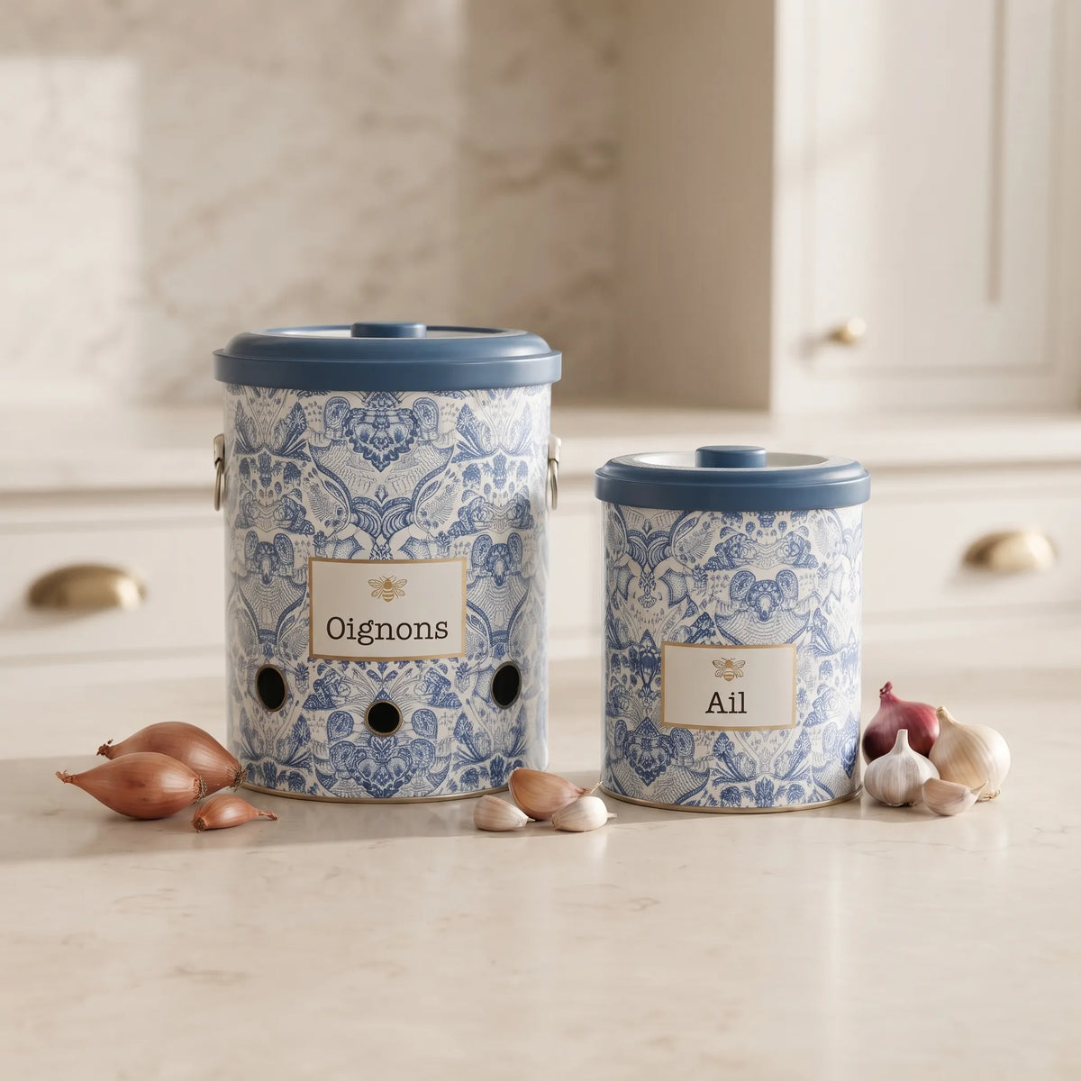 Maria Roma Azulejos Metal Vegetable Storage Set