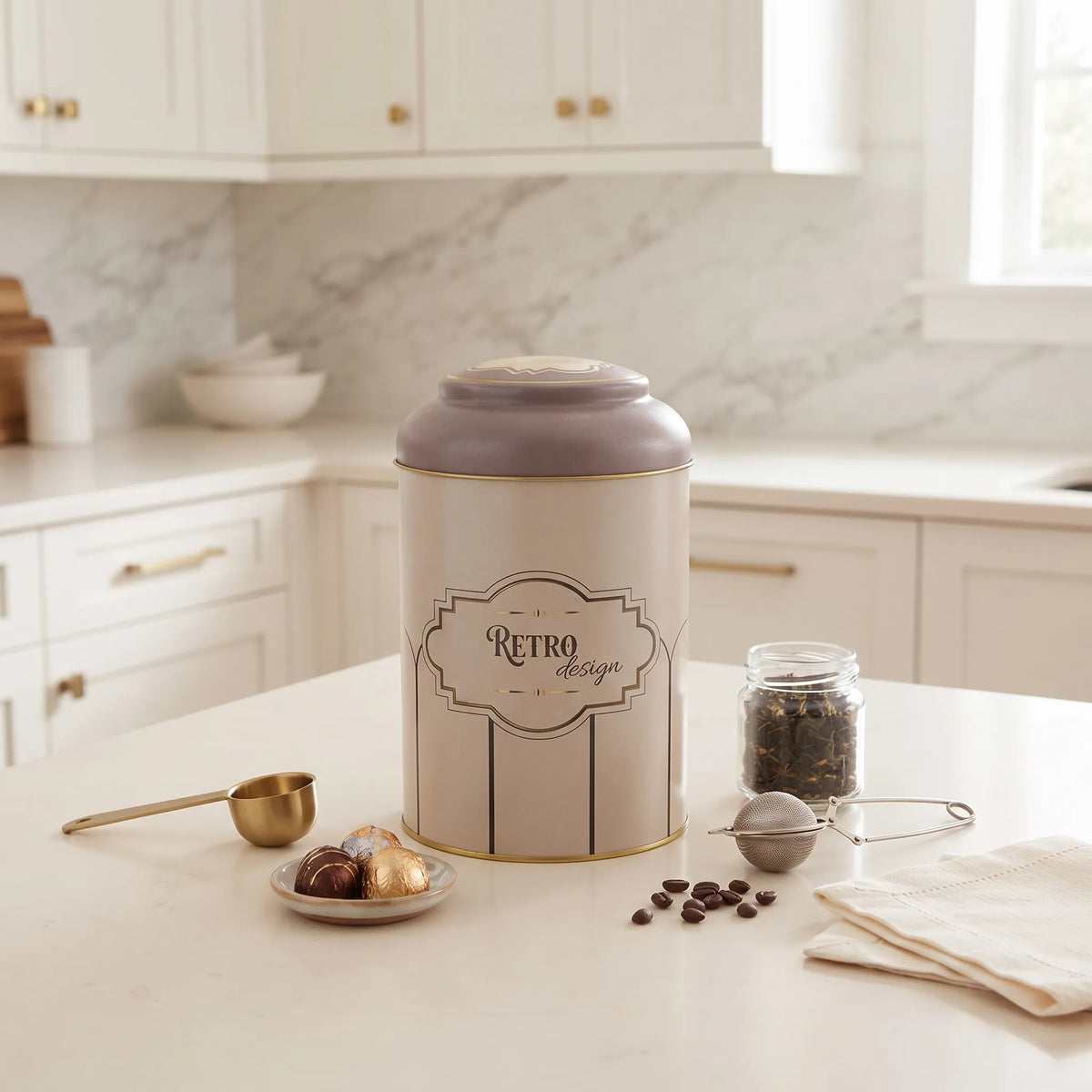 Maria Roma Retro Round Metal Storage Tin Set of 3
